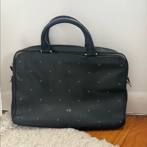 Christian Dior Black Leather Briefcase/ Laptop Bag